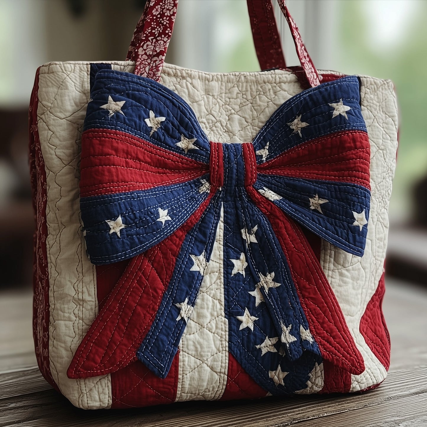 Patriotic Bow Quilted Tote Bag GFTOMA2073