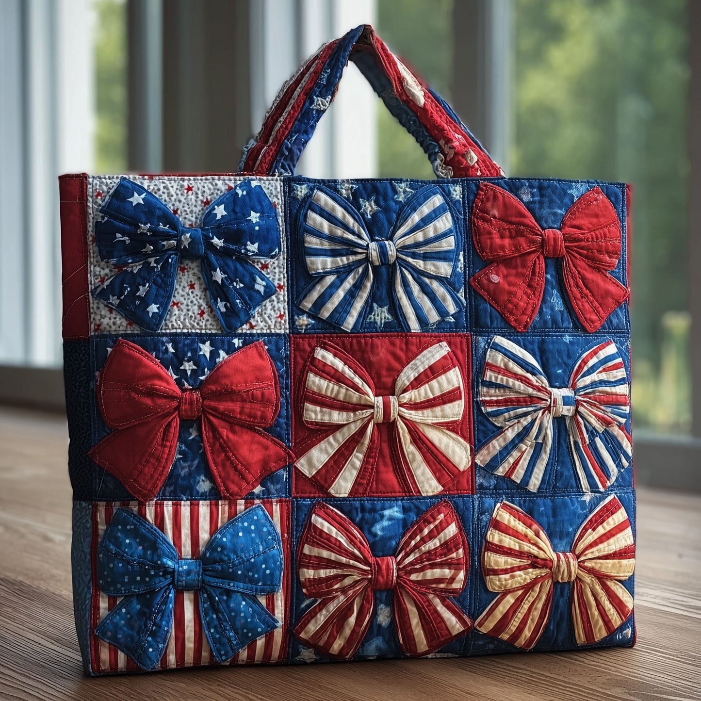 Patriotic Bow Quilted Tote Bag GFTOMA2075