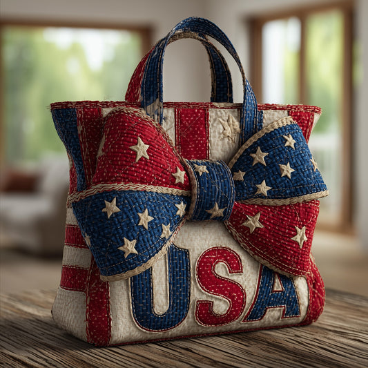 Patriotic Bow Quilted Tote Bag GFTOMA2076