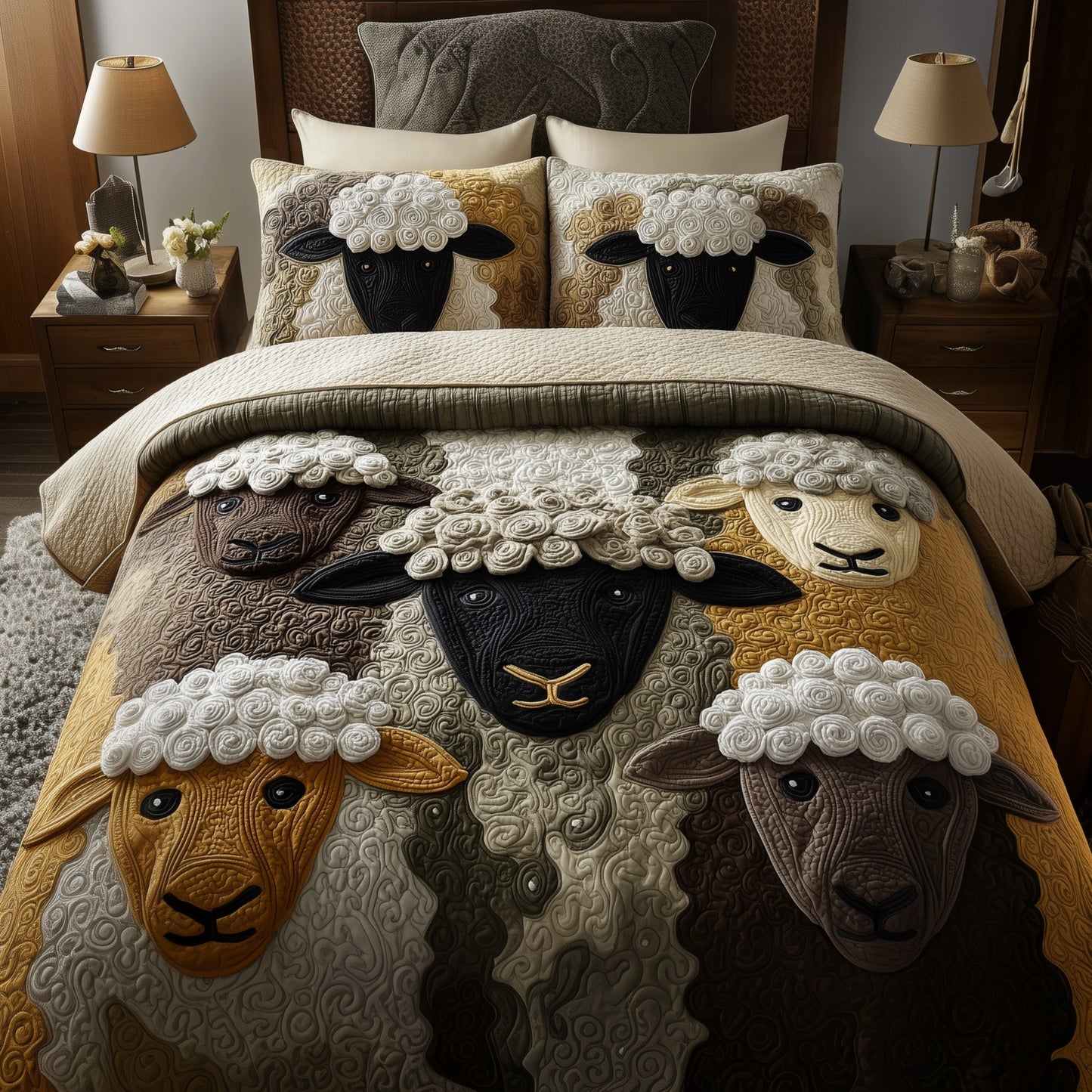 Sheep 3-Piece Quilted Bedding Set GFTOMA2118