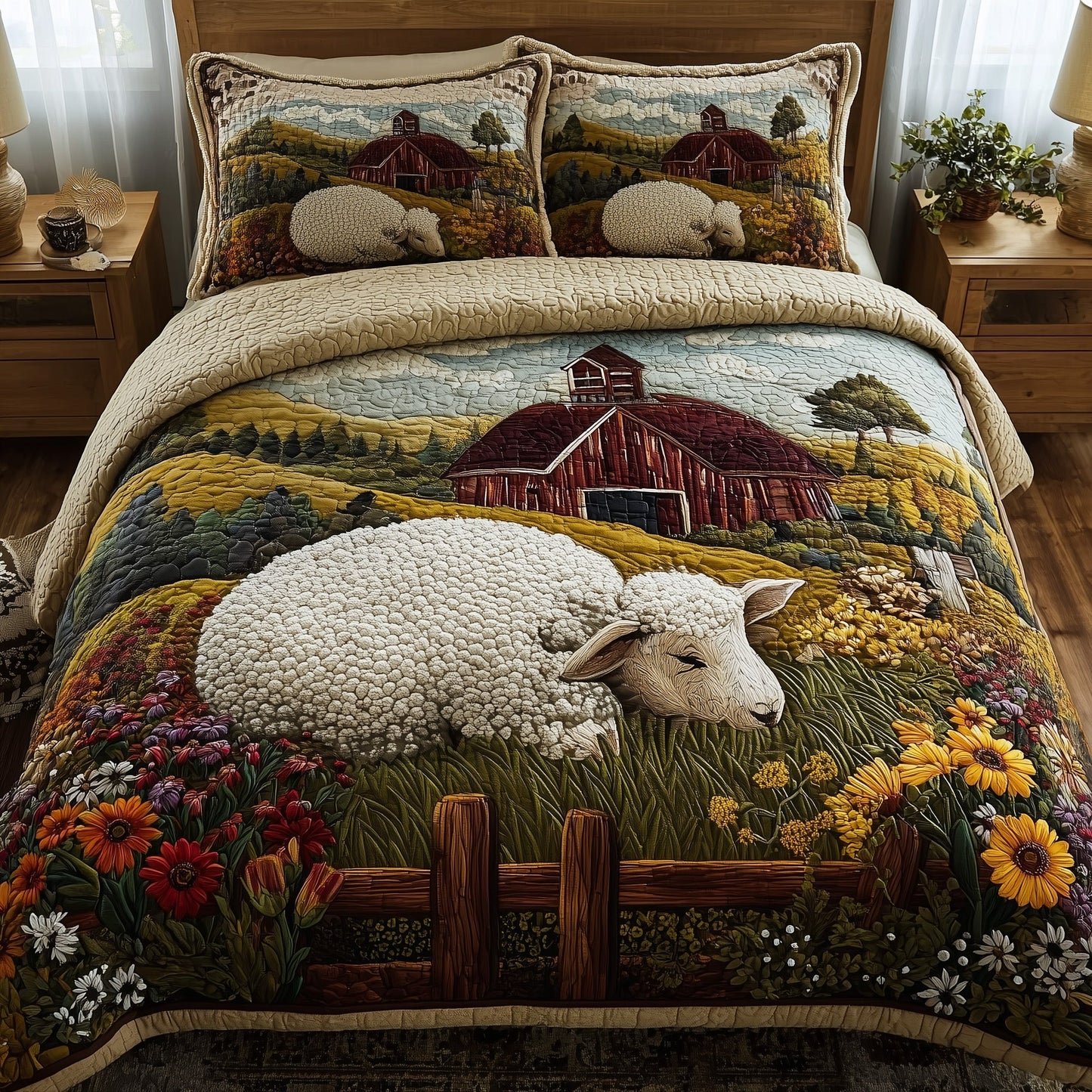 Sheep 3-Piece Quilted Bedding Set GFTOMA2123