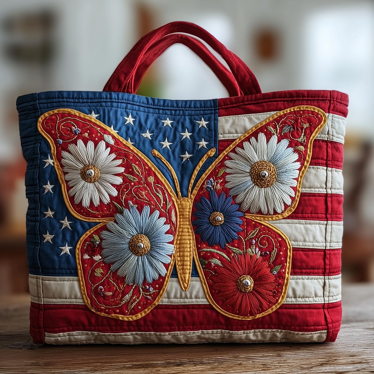 Patriotic Butterfly Quilted Tote Bag GFTOMA2138