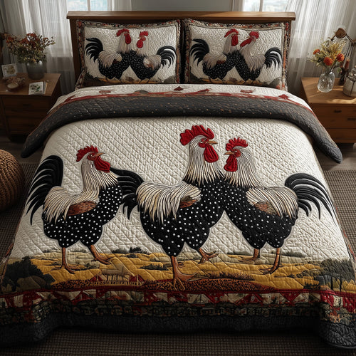 Chicken 3-Piece Quilted Bedding Set GFTOMA2182