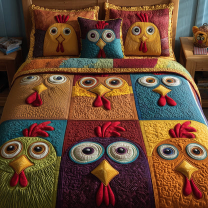 Chicken 3-Piece Quilted Bedding Set GFTOMA2187