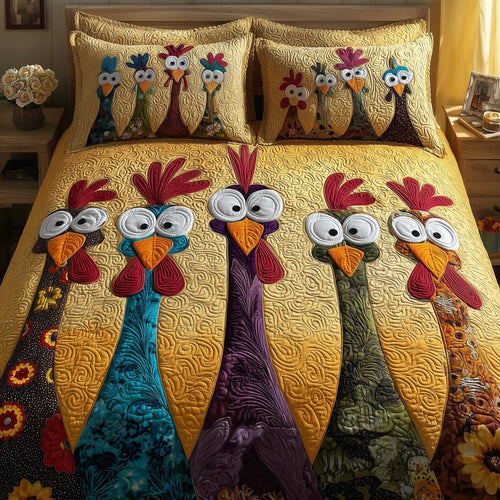 Chicken 3-Piece Quilted Bedding Set GFTOMA2188