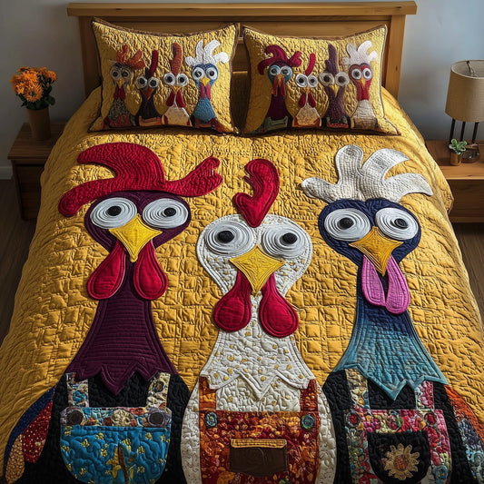 Chicken 3-Piece Quilted Bedding Set GFTOMA2189