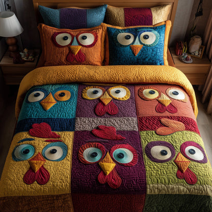 Chicken 3-Piece Quilted Bedding Set GFTOMA2191