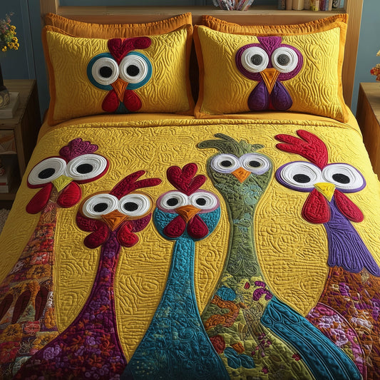 Chicken 3-Piece Quilted Bedding Set GFTOMA2193