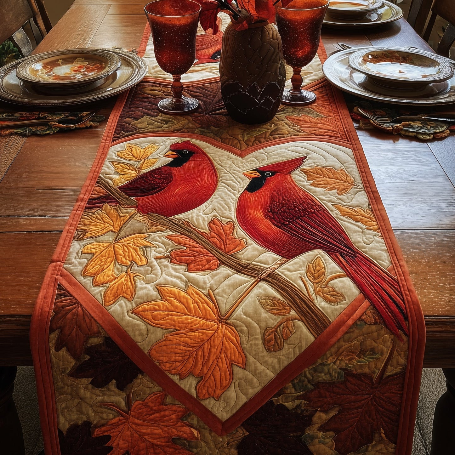 Autumn Cardinals Quilted Table Runner GFTOMA2565