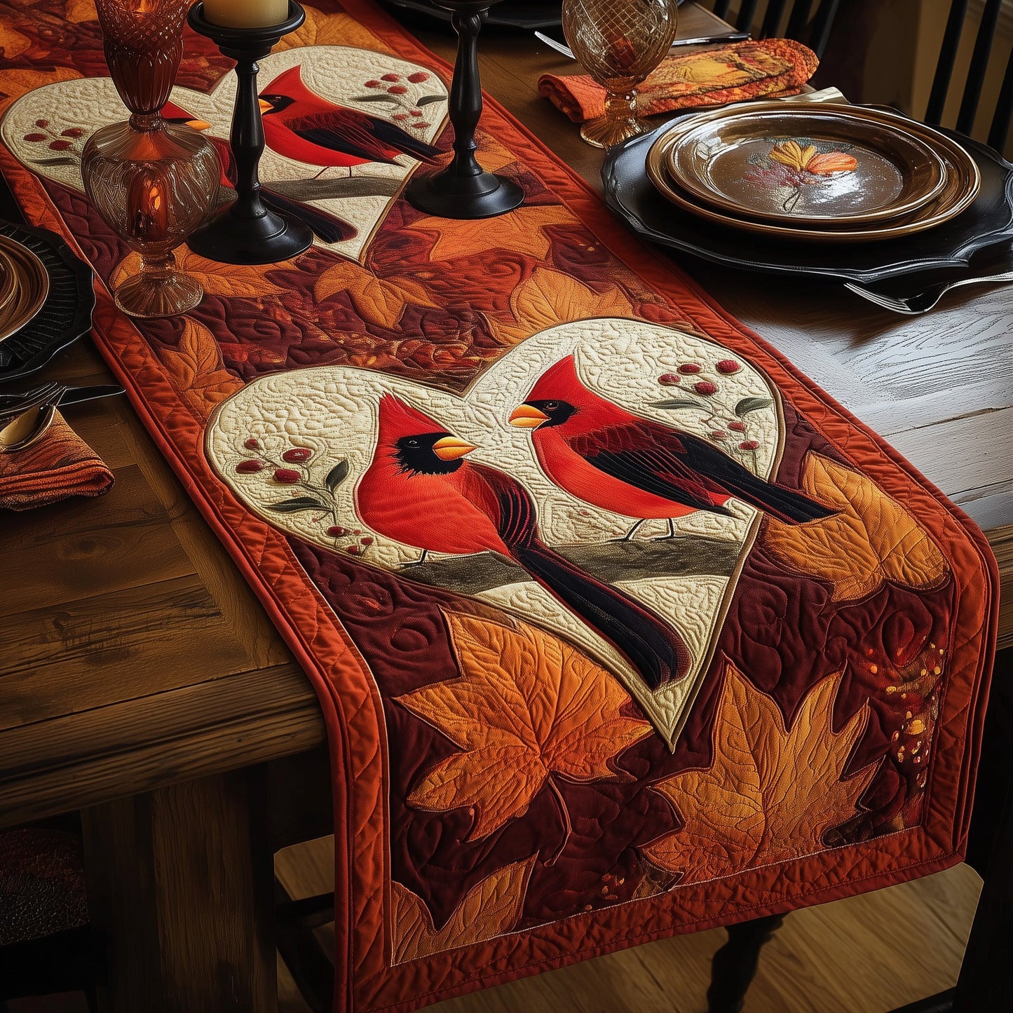 Autumn Cardinals Quilted Table Runner GFTOMA2567