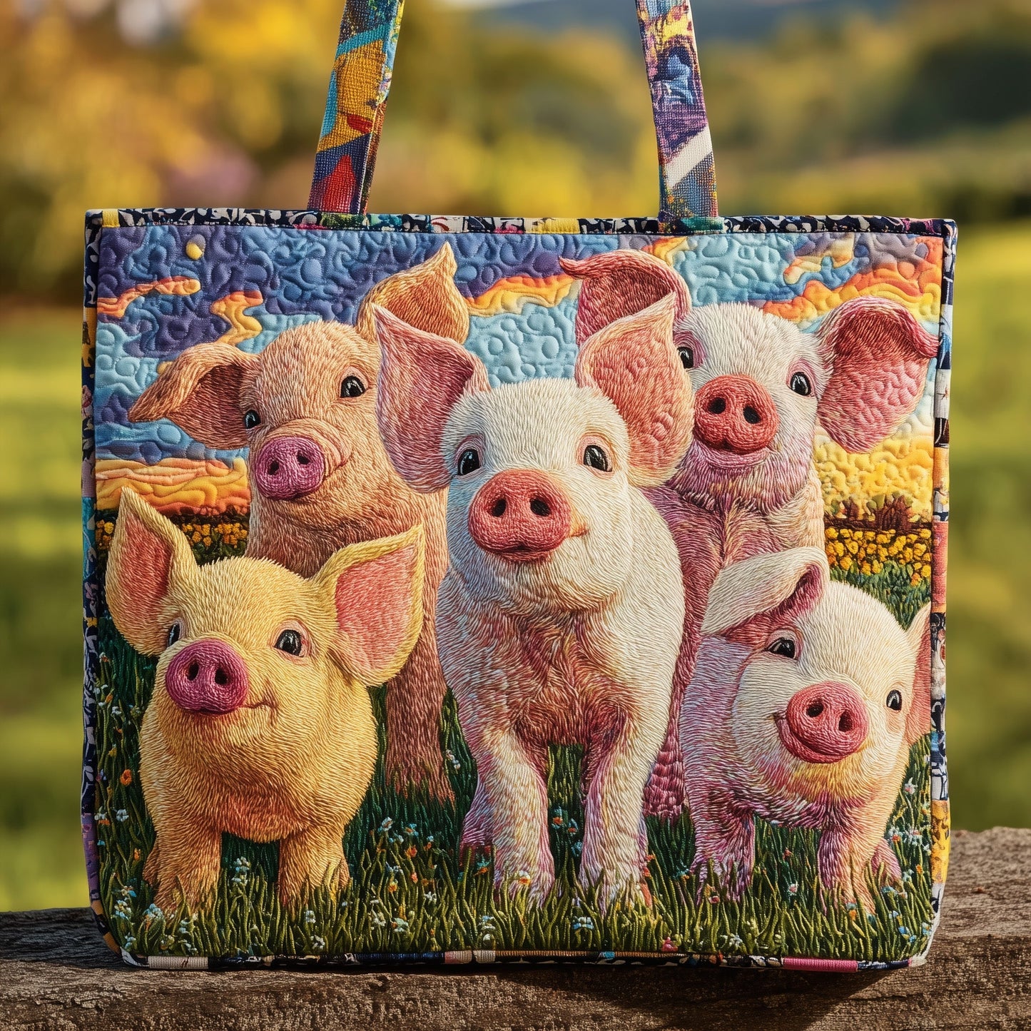 Happy Piggies Quilted Tote Bag GFTOMA2699