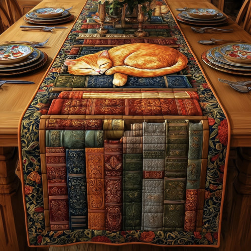 Cozy Library Cats Quilted Table Runner GFTOMA2729