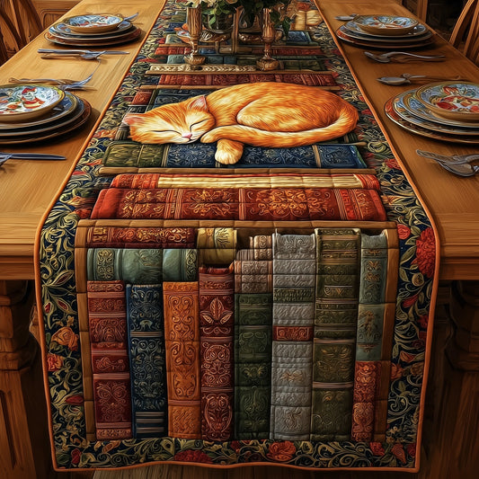Cozy Library Cats Quilted Table Runner GFTOMA2729