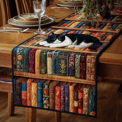 Cozy Library Cats Quilted Table Runner GFTOMA2730