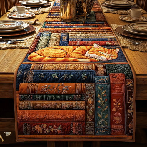 Cozy Library Cats Quilted Table Runner GFTOMA2732