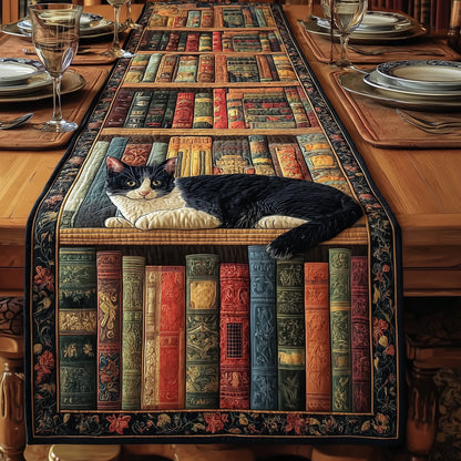 Cozy Library Cats Quilted Table Runner GFTOMA2733
