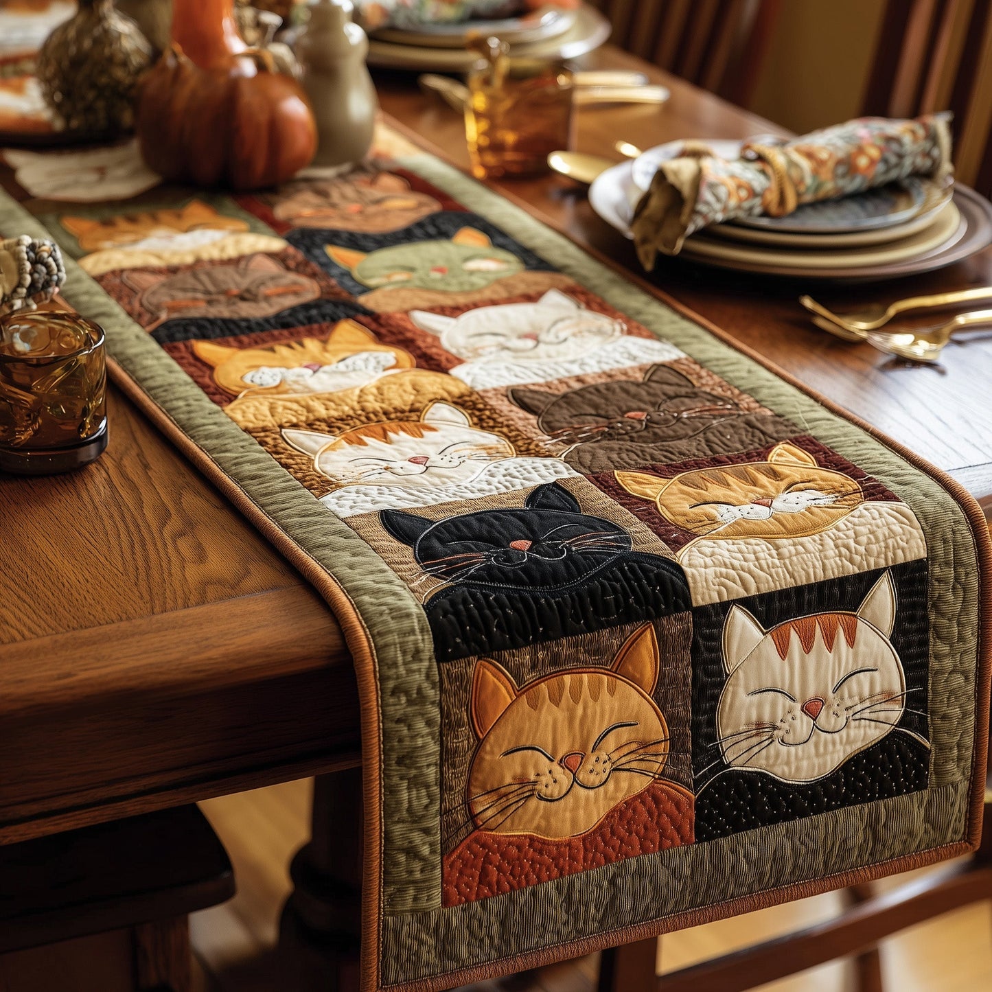 Sleeping Cat Quilted Table Runner GFTOMA2747