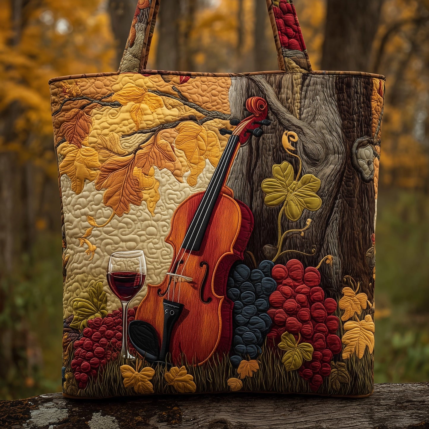 Elegant Violin Quilted Tote Bag GFTOMA2773