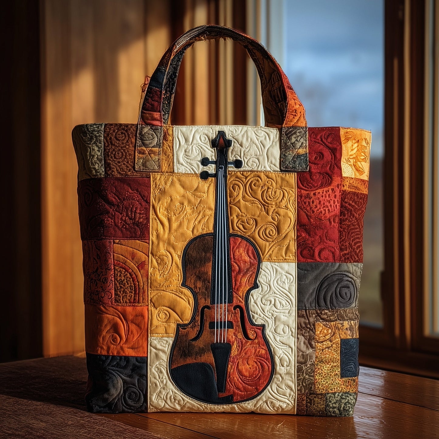 Elegant Violin Quilted Tote Bag GFTOMA2775
