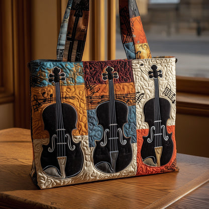 Elegant Violin Quilted Tote Bag GFTOMA2776