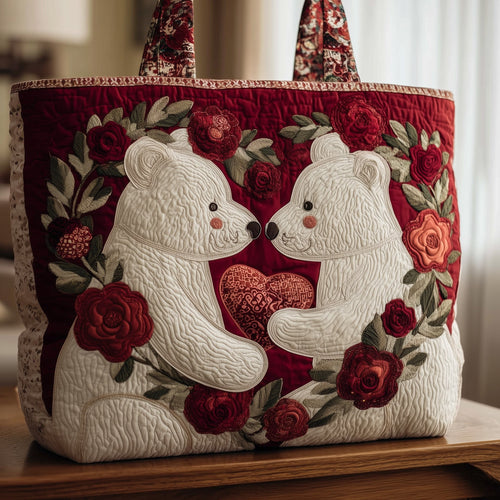 Vintage Rose Teddy Quilted Tote Bag GFTOMA2946