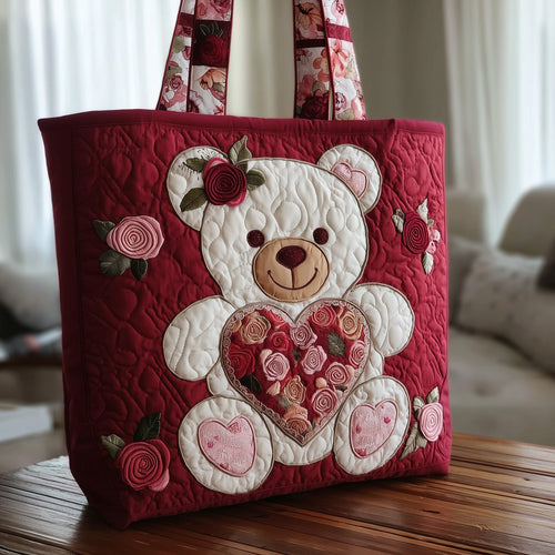 Vintage Rose Teddy Quilted Tote Bag GFTOMA2947