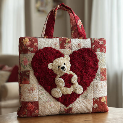 Vintage Rose Teddy Quilted Tote Bag GFTOMA2948