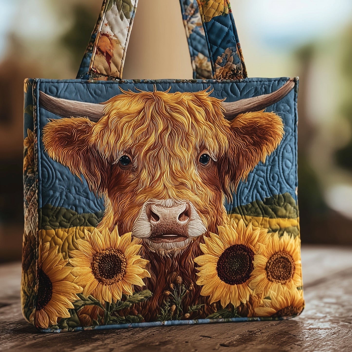 Highland Cow Quilted Tote Bag GFTOMA3064