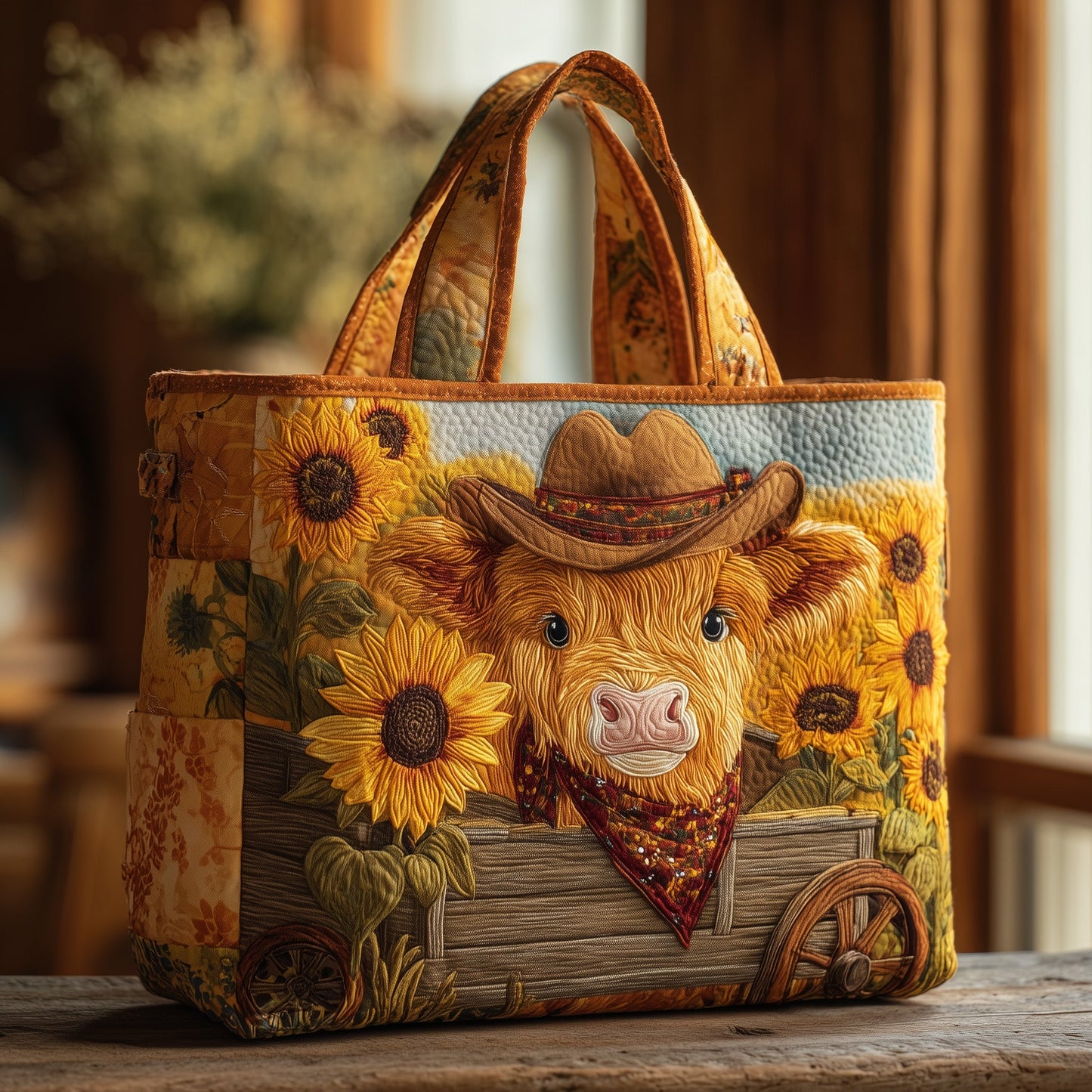 Highland Cow Quilted Tote Bag GFTOMA3065