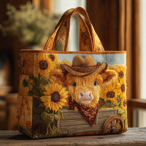 Highland Cow Quilted Tote Bag GFTOMA3065