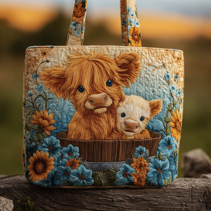 Highland Cow Quilted Tote Bag GFTOMA3067