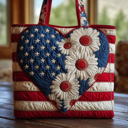 Patriotic Daisy Bloom Quilted Tote Bag GFTOMA3112