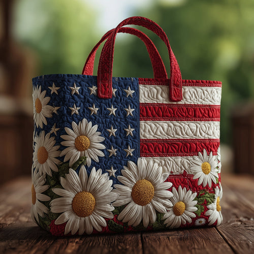 Patriotic Daisy Bloom Quilted Tote Bag GFTOMA3113