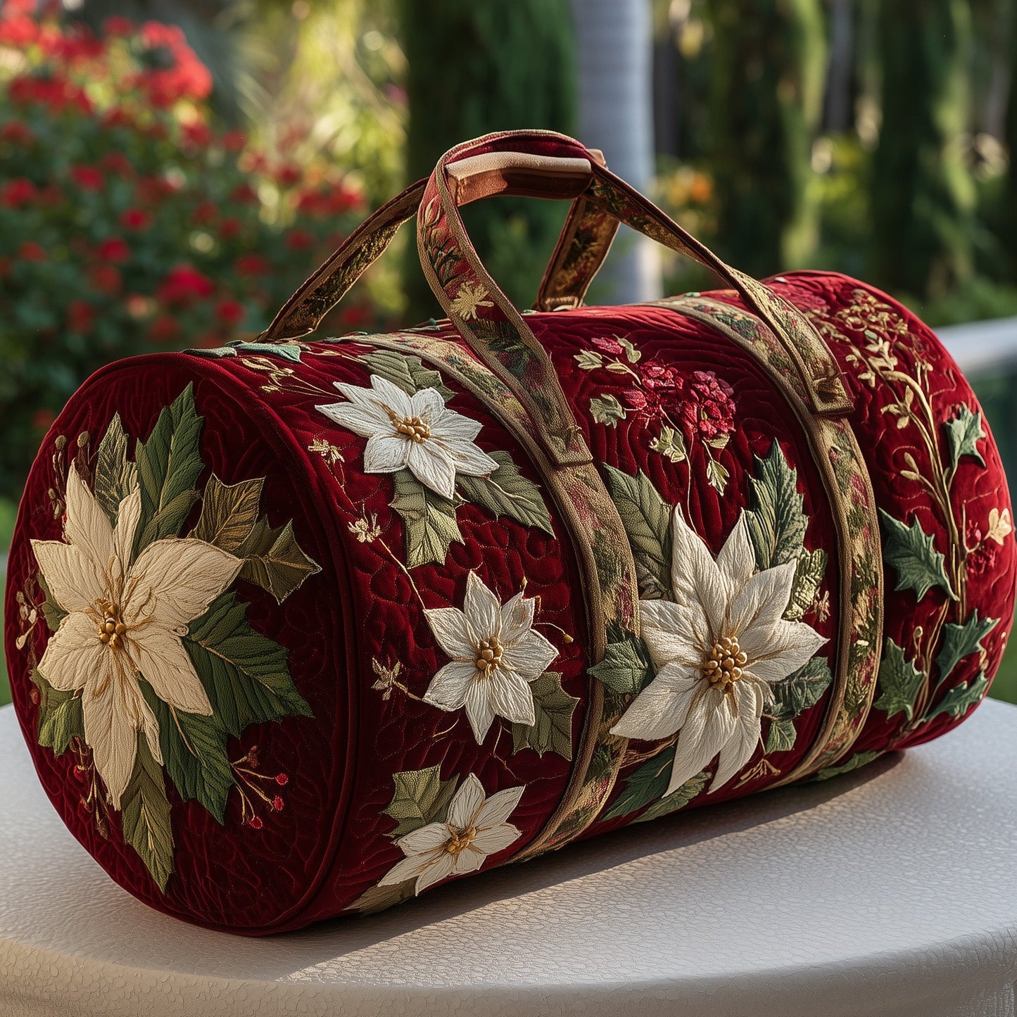 Poinsettia Quilted Duffle Bag GFTOMA3169