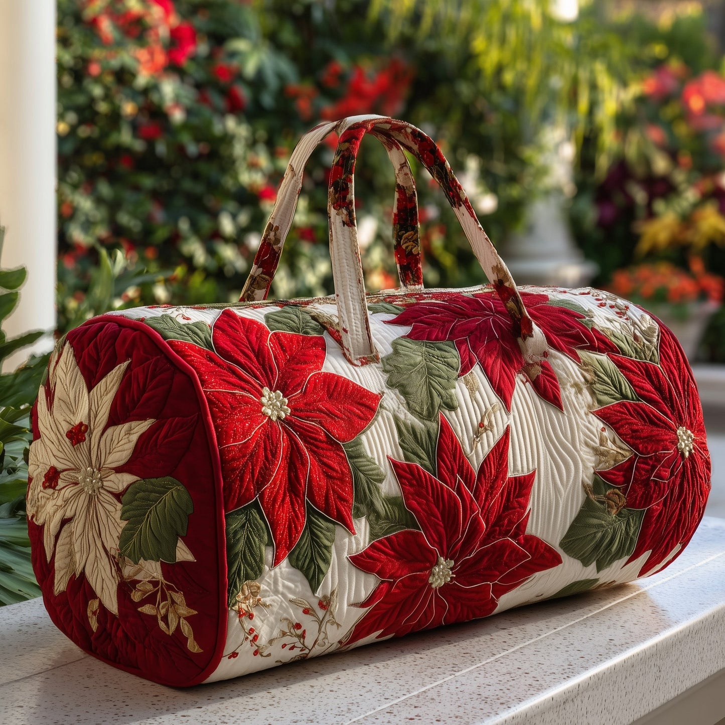 Poinsettia Quilted Duffle Bag GFTOMA3172