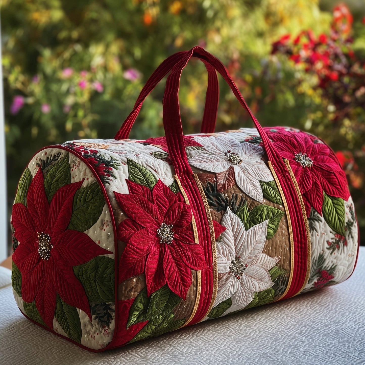 Poinsettia Quilted Duffle Bag GFTOMA3174