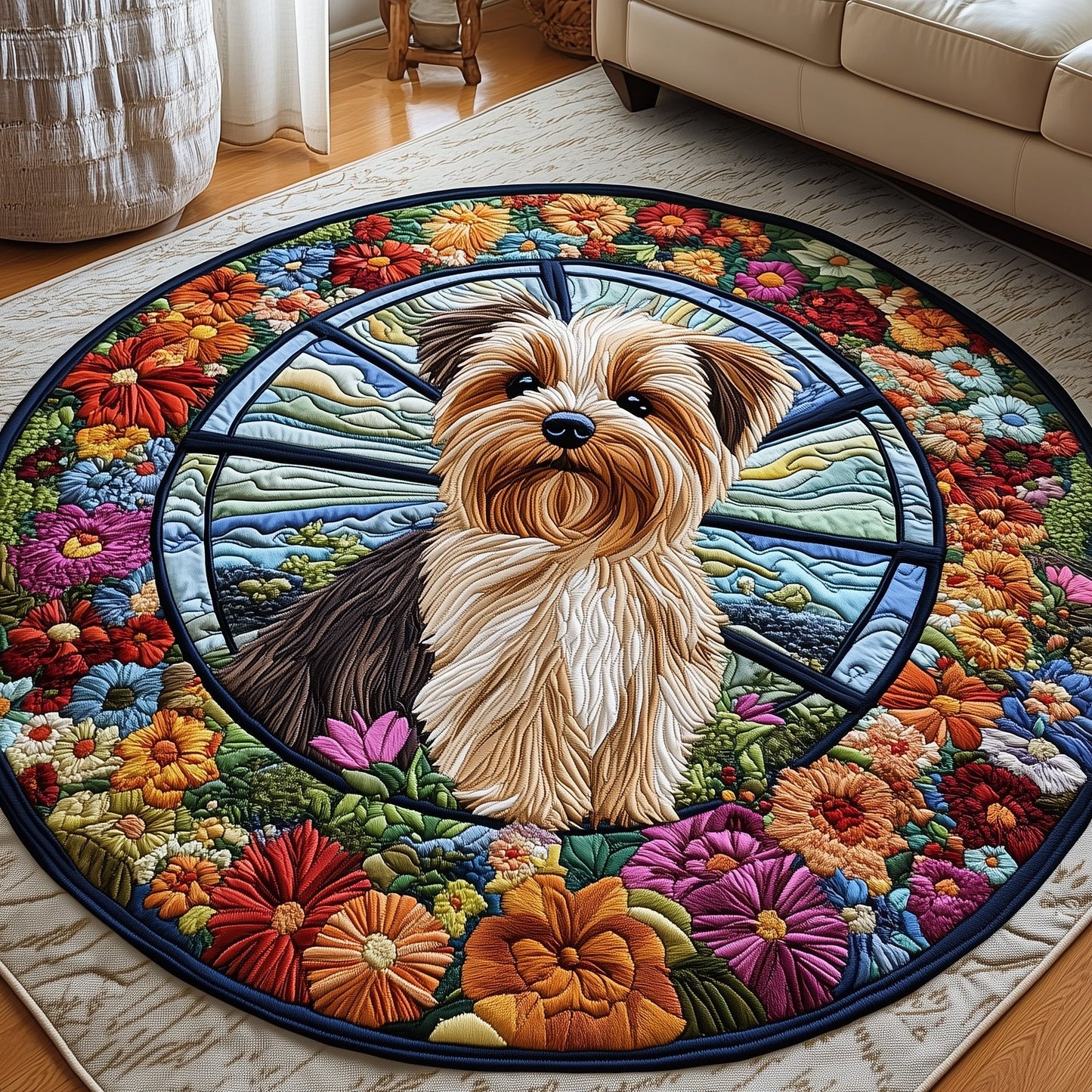 Yorkshire Terrier Quilted Round Mat GFTOMA321