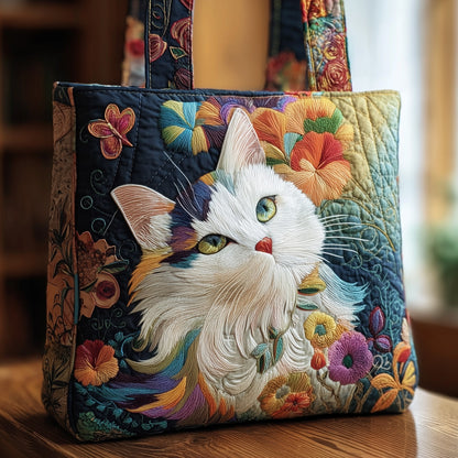 Elegant Meow Quilted Tote Bag GFTOMA3254