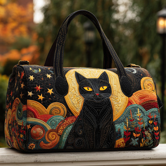 Celestial Black Cat Quilted Duffle Bag GFTOMA3262