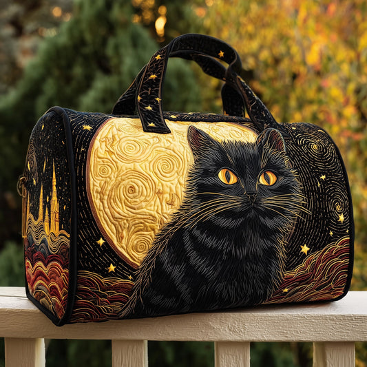 Celestial Black Cat Quilted Duffle Bag GFTOMA3265