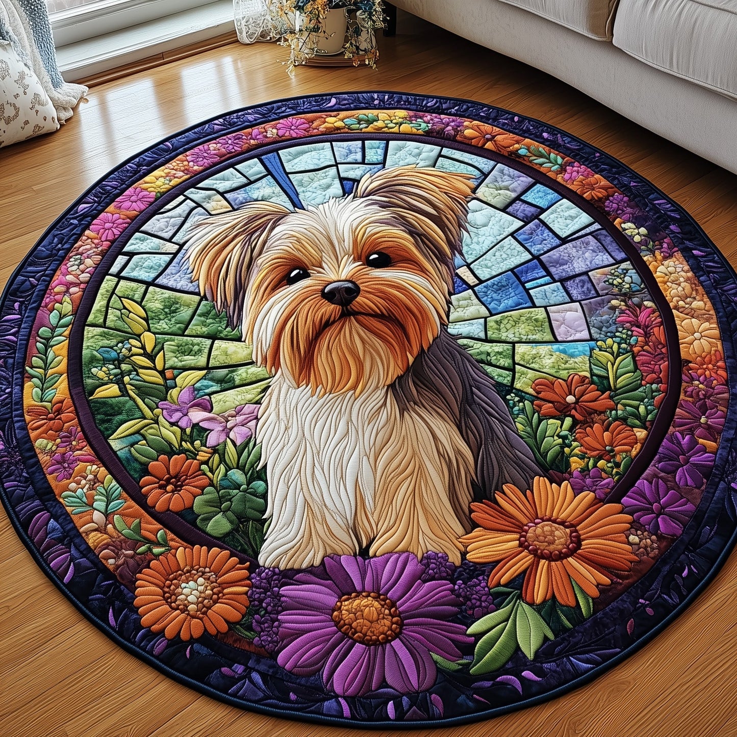 Yorkshire Terrier Quilted Round Mat GFTOMA328