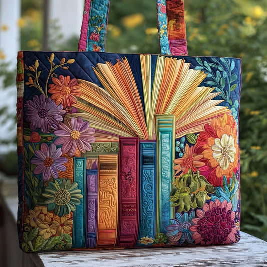 Floral Bookish Quilted Tote Bag GFTOMA3580