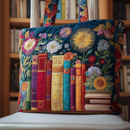 Floral Bookish Quilted Tote Bag GFTOMA3582