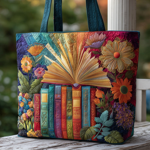 Floral Bookish Quilted Tote Bag GFTOMA3584