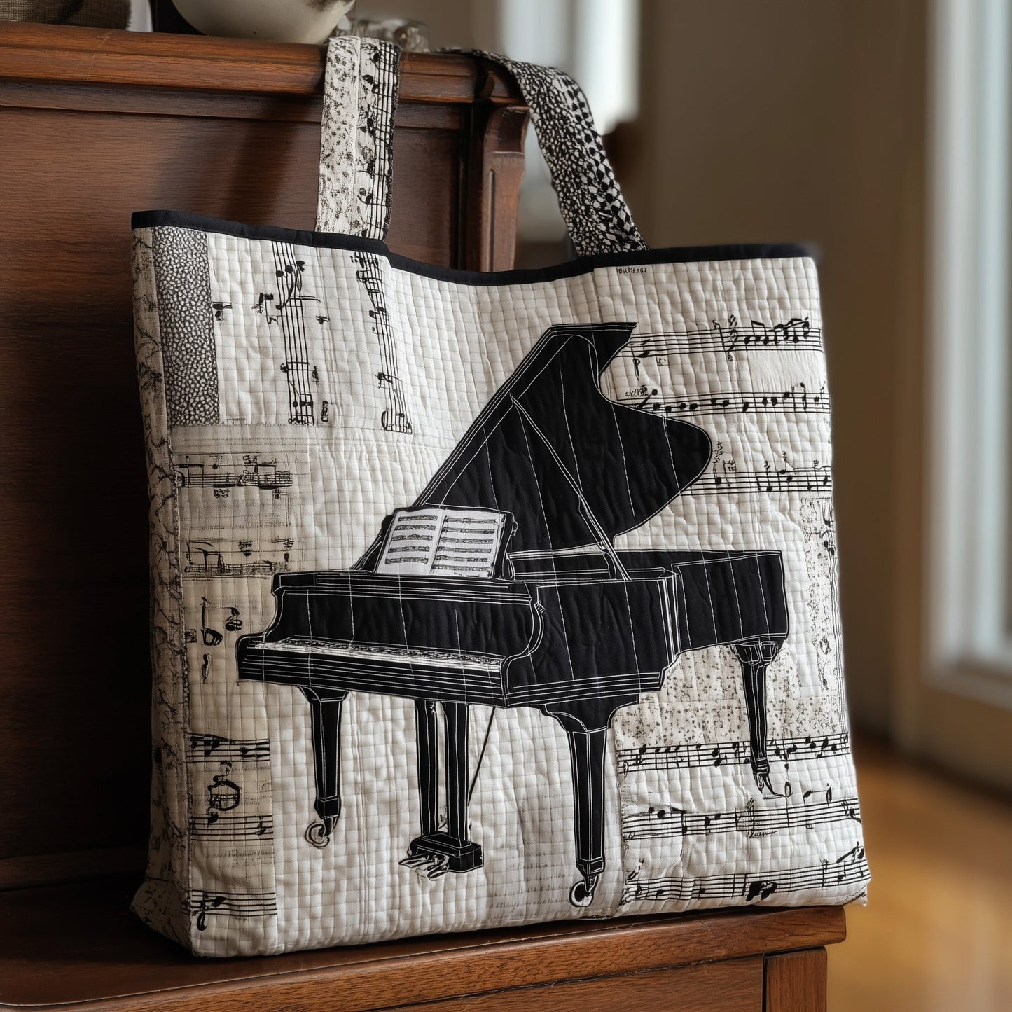 Piano Notes Quilted Tote Bag GFTOMA3604
