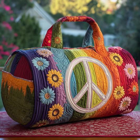 Peace Sign Quilted Duffle Bag GFTOMA3620