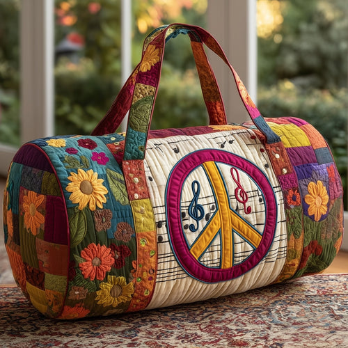 Peace Sign Quilted Duffle Bag GFTOMA3622