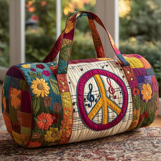 Peace Sign Quilted Duffle Bag GFTOMA3622