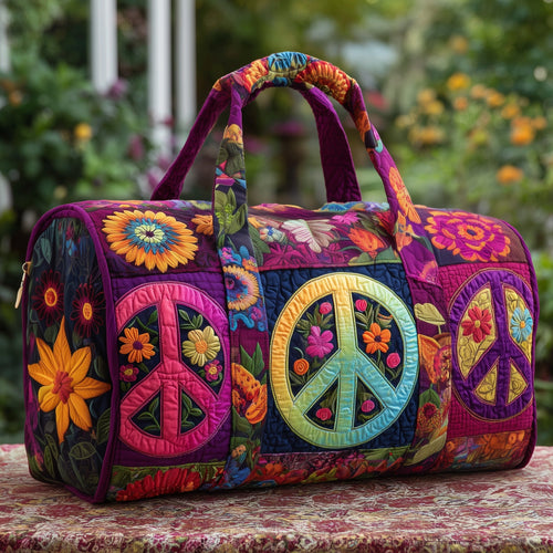 Peace Sign Quilted Duffle Bag GFTOMA3623