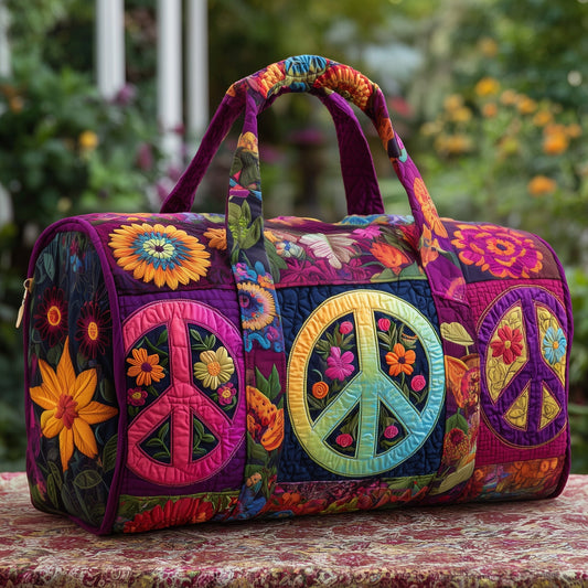 Peace Sign Quilted Duffle Bag GFTOMA3623